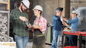 A welder at work on a construction site