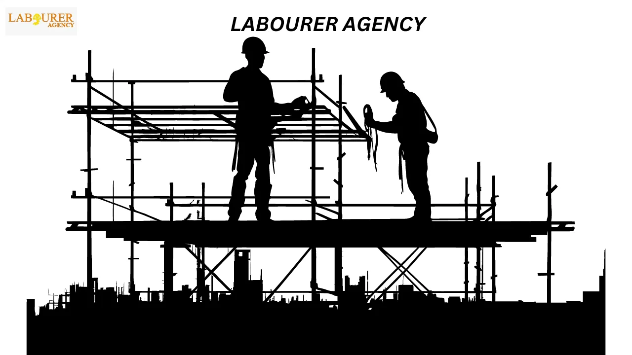 Residential construction site with labourers