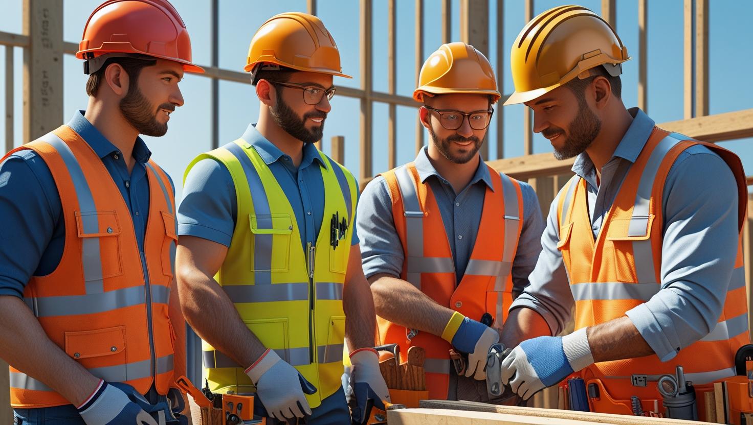 A group of skilled tradesmen ready for work, highlighting the fast-track booking services of the recruitment agency.