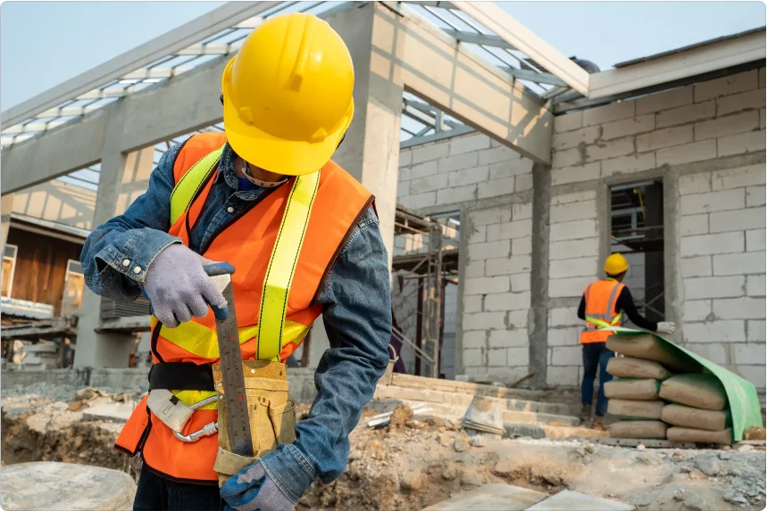 A Team Labourer representative shaking hands with a construction worker