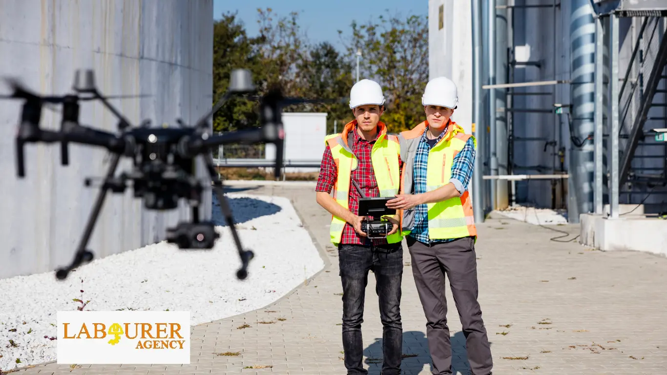 Site operative operating heavy machinery